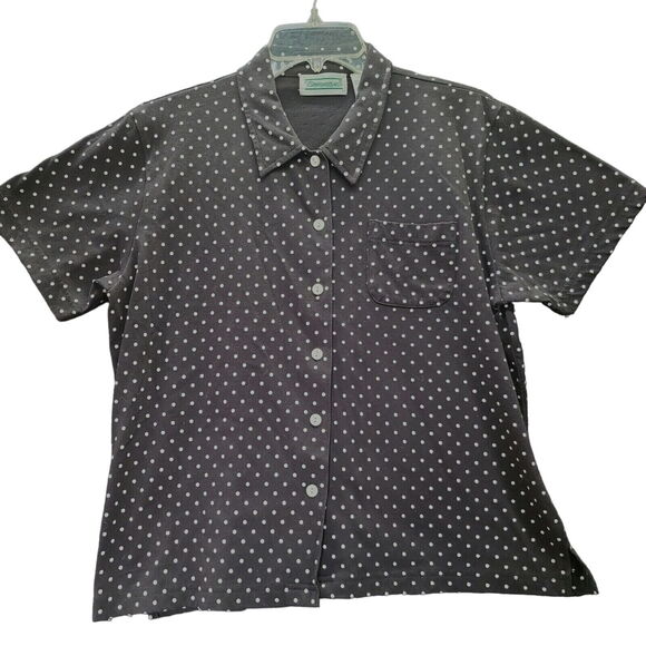 Shenanigans Womens Button Down Multi-Color Size Large Cotton Blend Short Sleeve - Picture 1 of 12